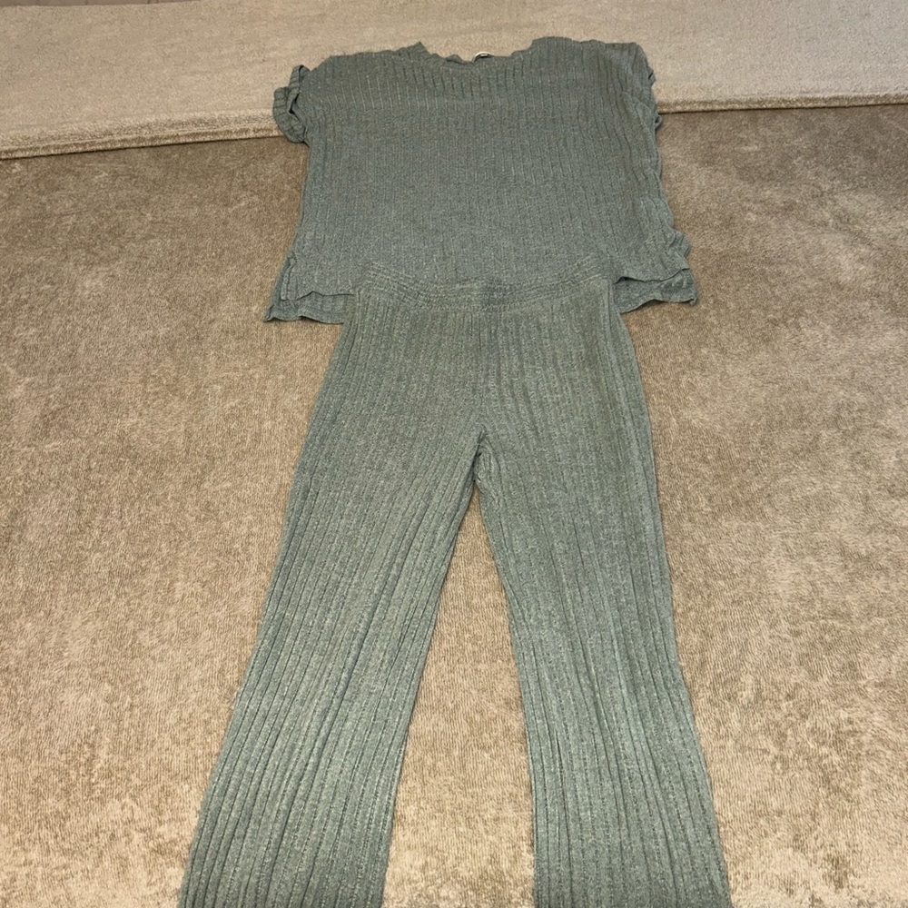 Z supply comfy ribbed green set